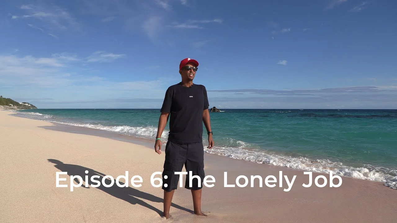 George Meressa walking alone on a beach, from the documentary episode The Lonely Job